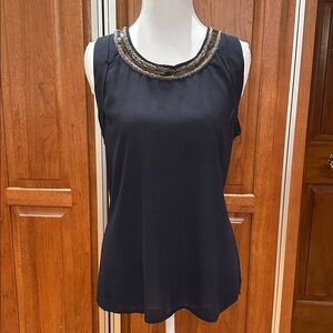 Brixon Ivy Navy Sleeveless Top with Metallic‎ Accents